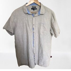 Harvé Benard Tan Linen  Button Down Shirt Large